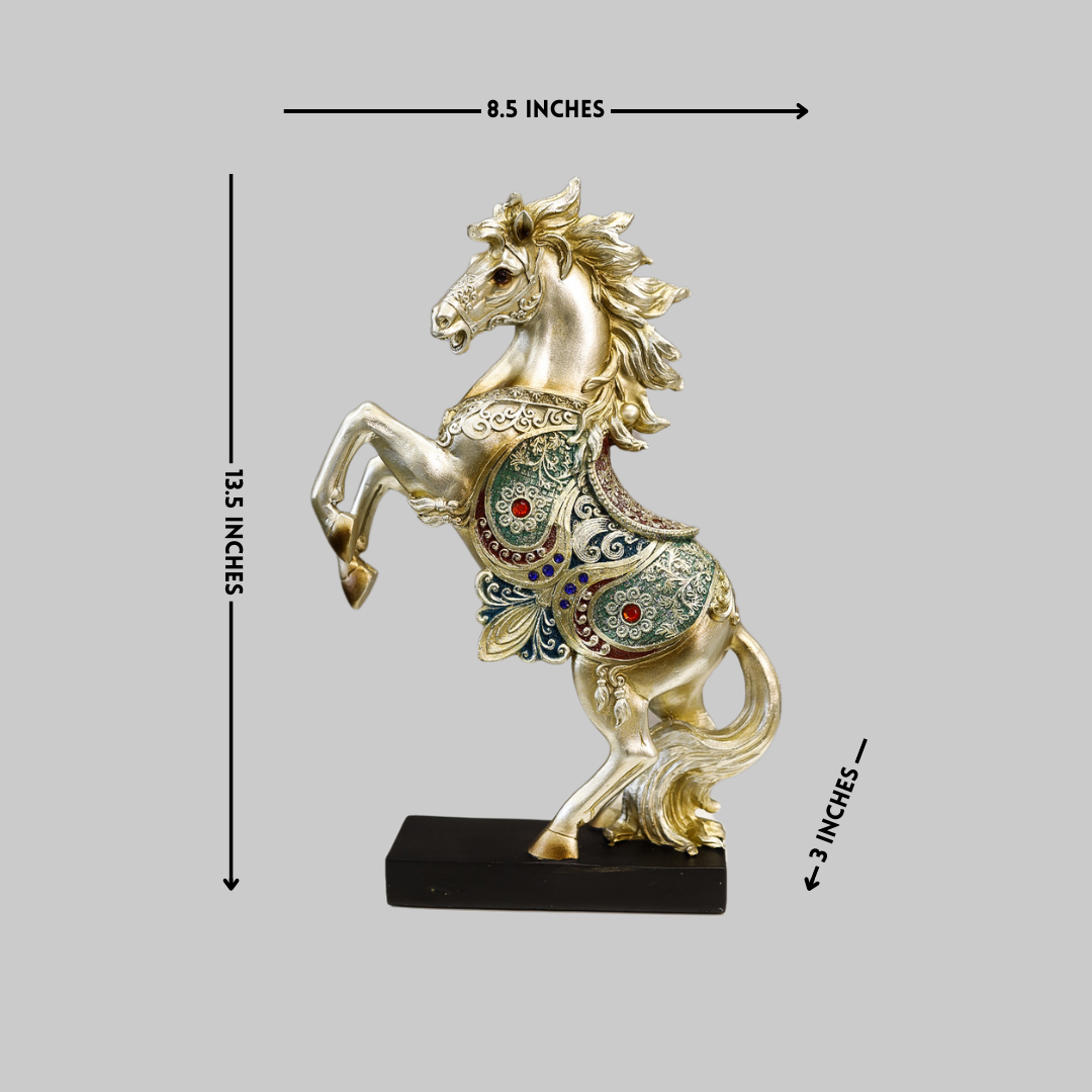 Galloping Horse Resin Sculpture with Detailed Work