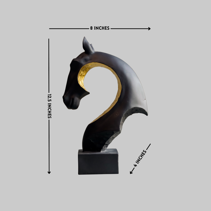 Abstract Horse Head with Gold Accent - Resin Decor