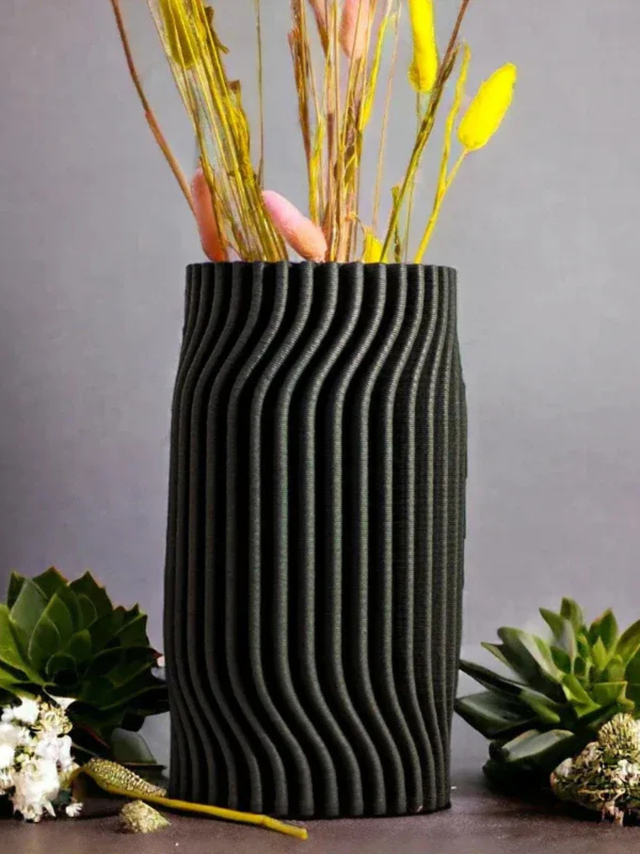 3D Printed Black Ceramic Vase
