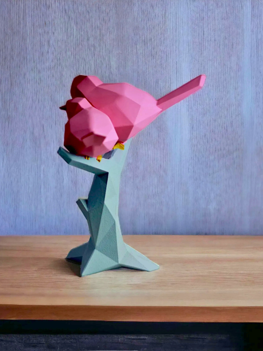 Geometric Lovebirds Resin Sculpture