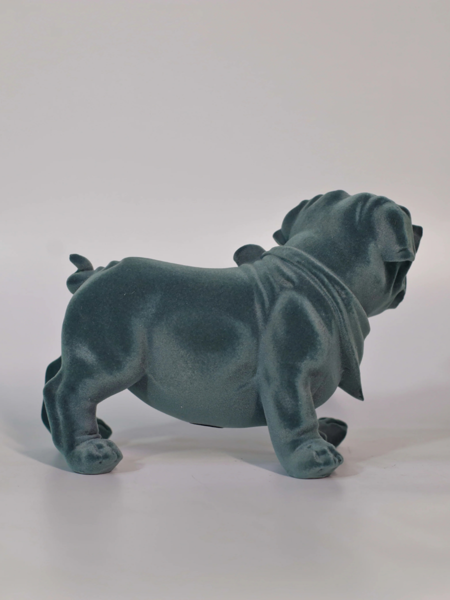 Velvet Finish Dapper Pup Resin Sculpture (Electric Grey)