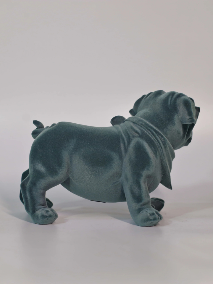 Velvet Finish Dapper Pup Resin Sculpture (Electric Grey)