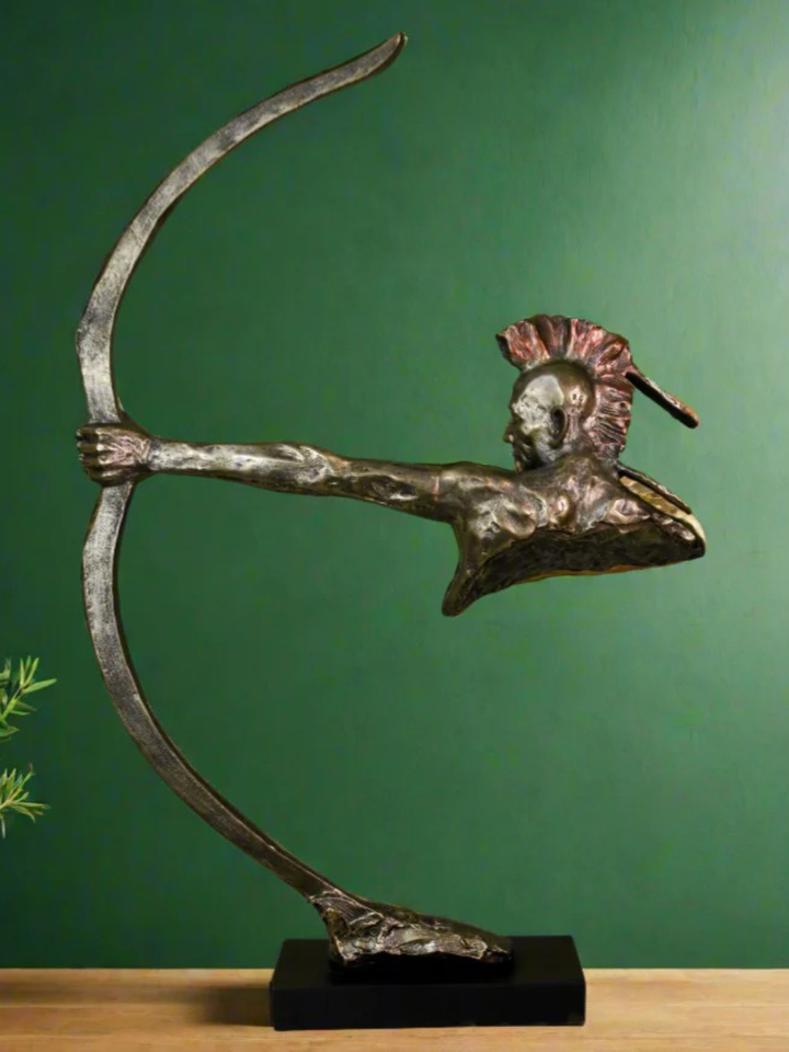 Native American with Bow - Resin Sculpture
