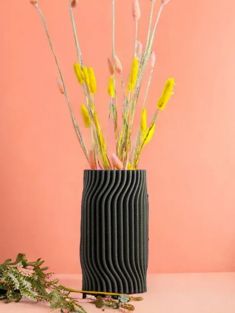 3D Printed Black Ceramic Vase