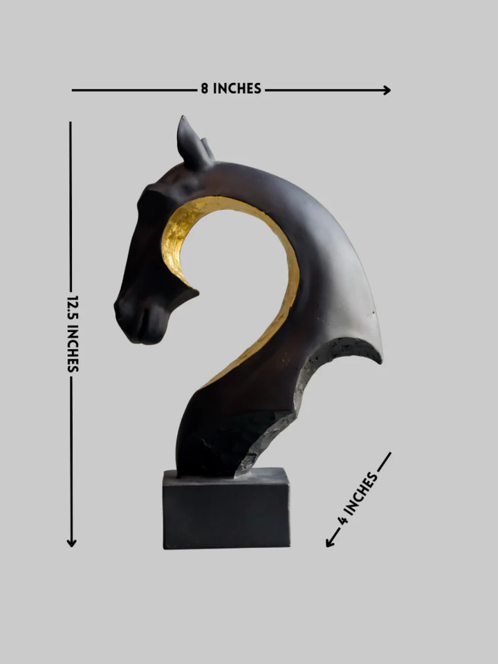 Abstract Horse Head with Gold Accent - Resin Decor