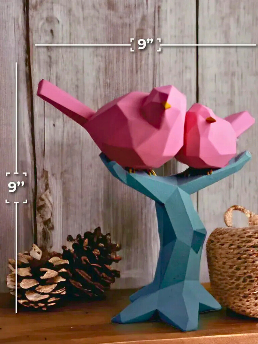 Geometric Lovebirds Resin Sculpture