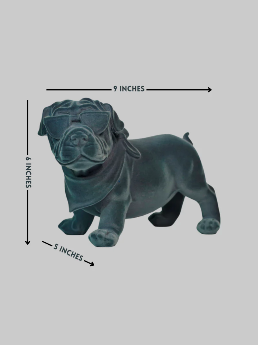 Velvet Finish Dapper Pup Resin Sculpture (Electric Grey)