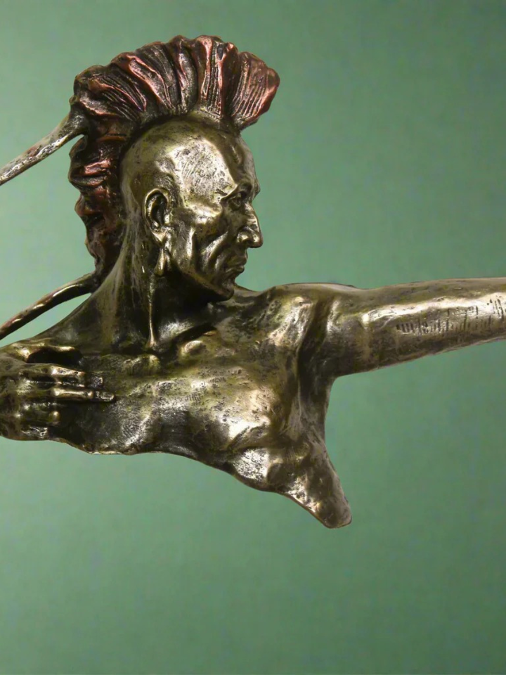 Native American with Bow - Resin Sculpture