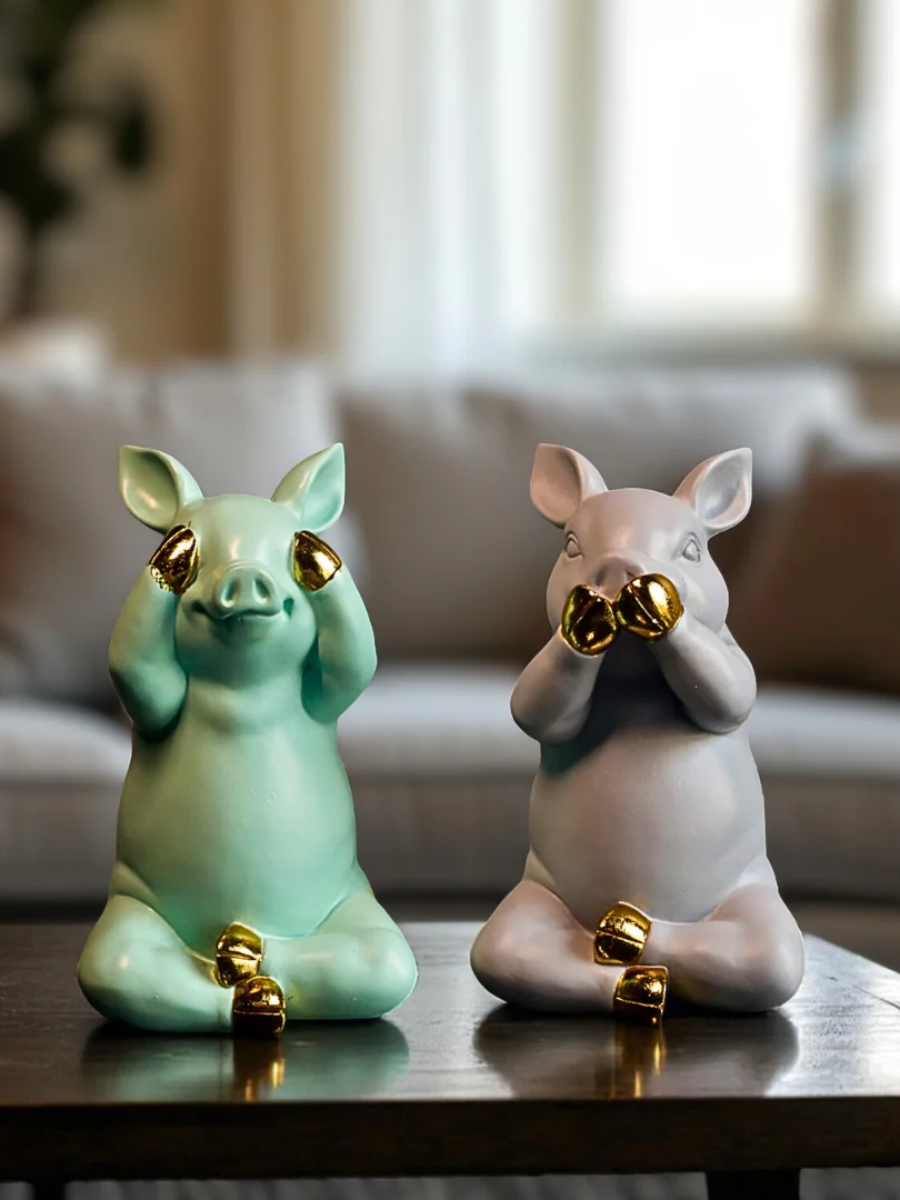 Cute "Say No Evil" Resin Sculpture
