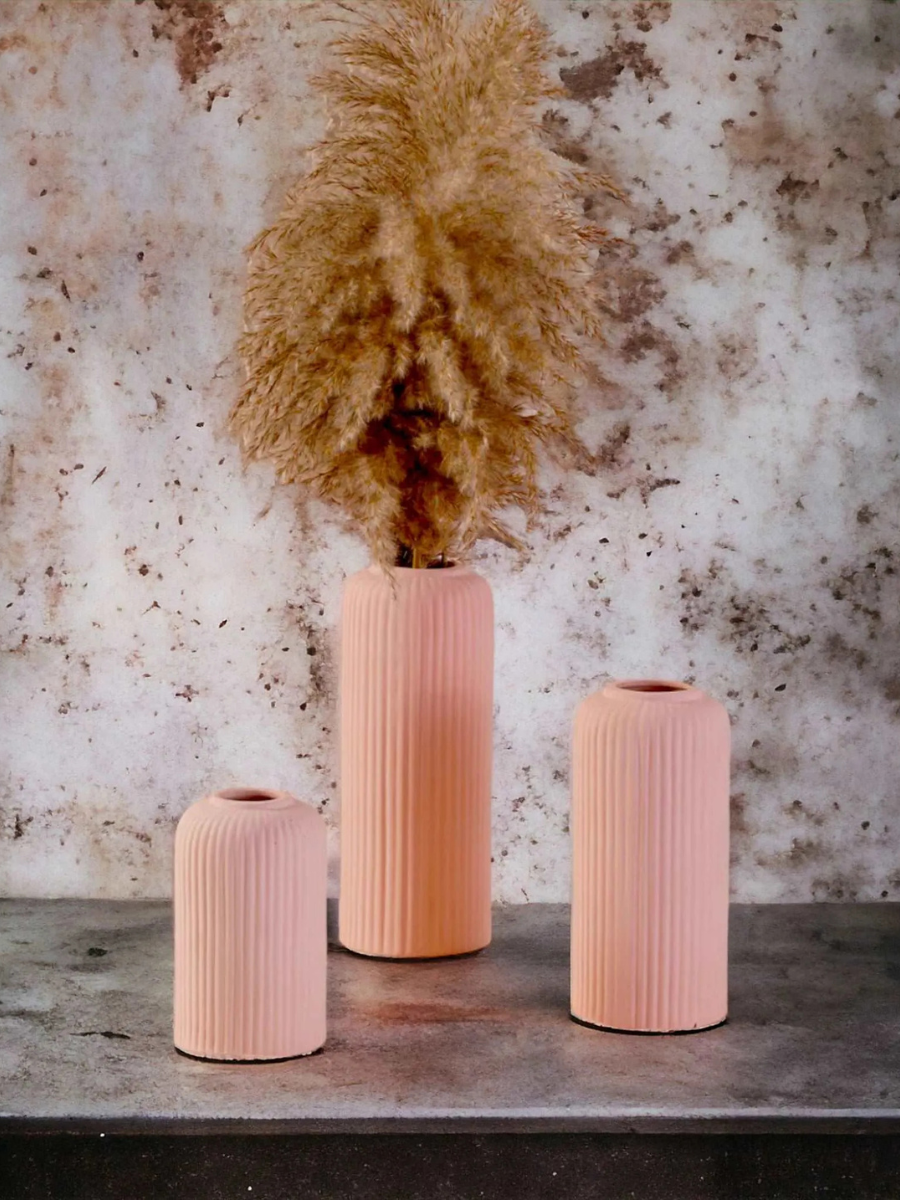 Contemporary Ribbed - Set of 3 Vases