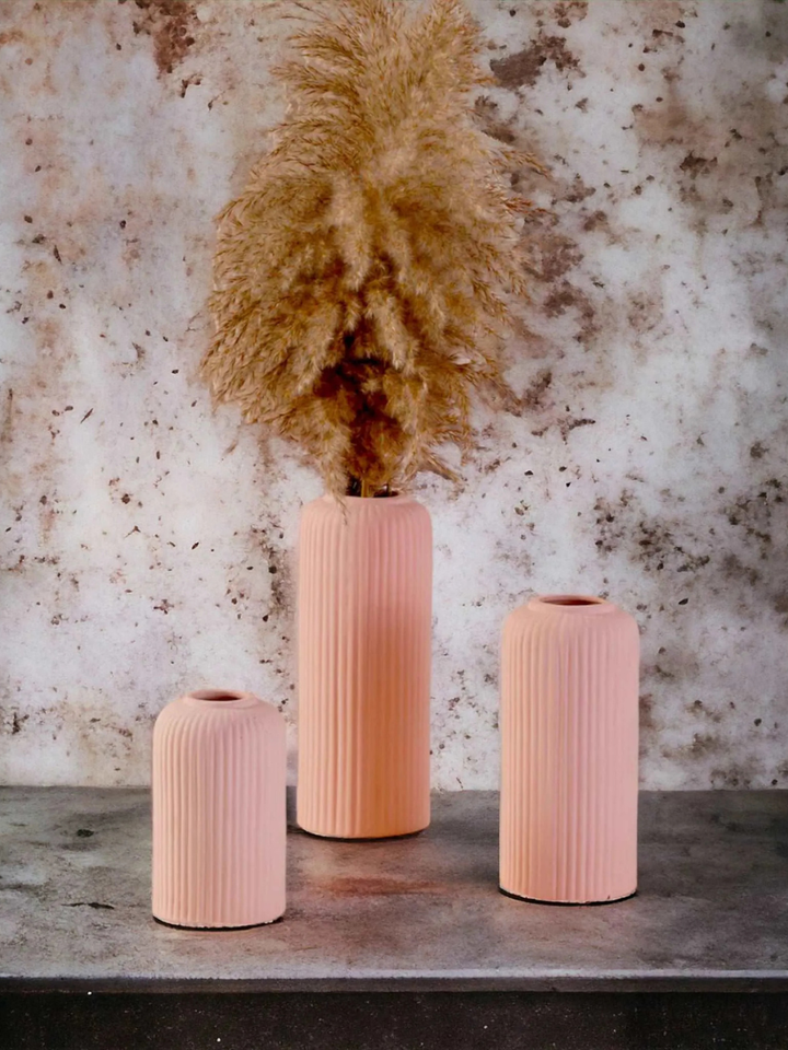 Contemporary Ribbed - Set of 3 Vases