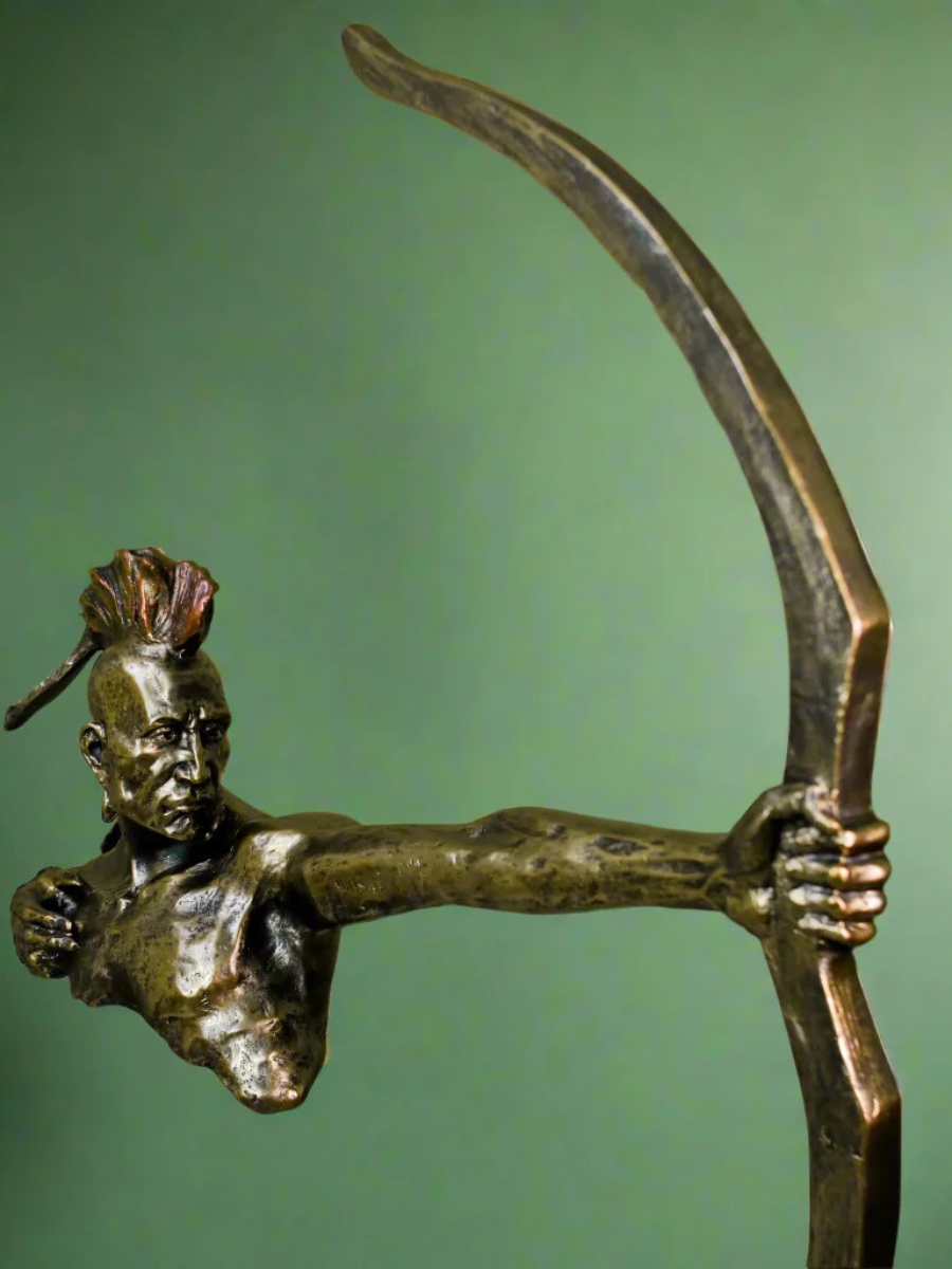 Native American with Bow - Resin Sculpture
