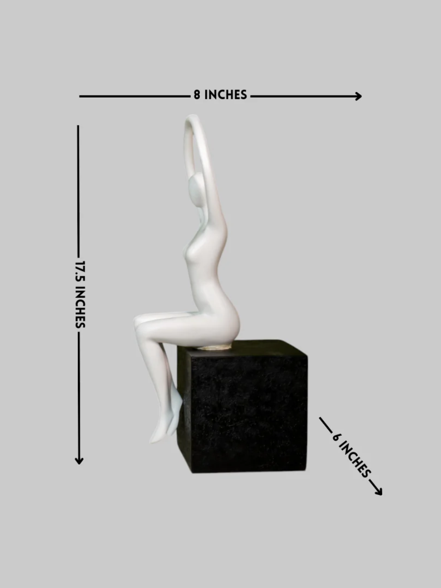 Graceful Ballerina Resin Decor - White on Black Base