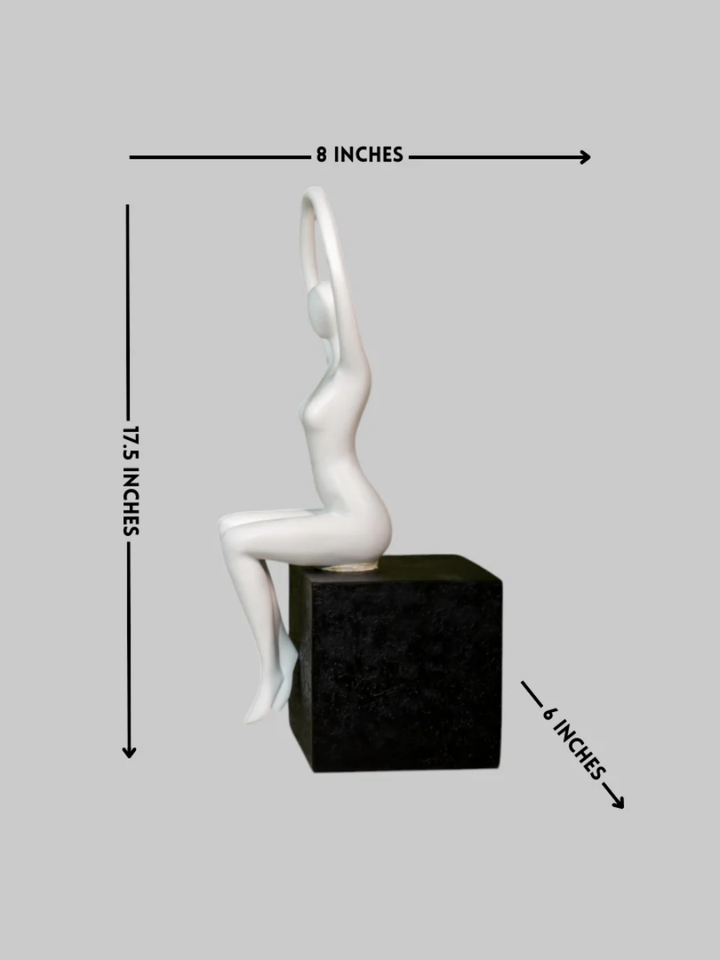 Graceful Ballerina Resin Decor - White on Black Base