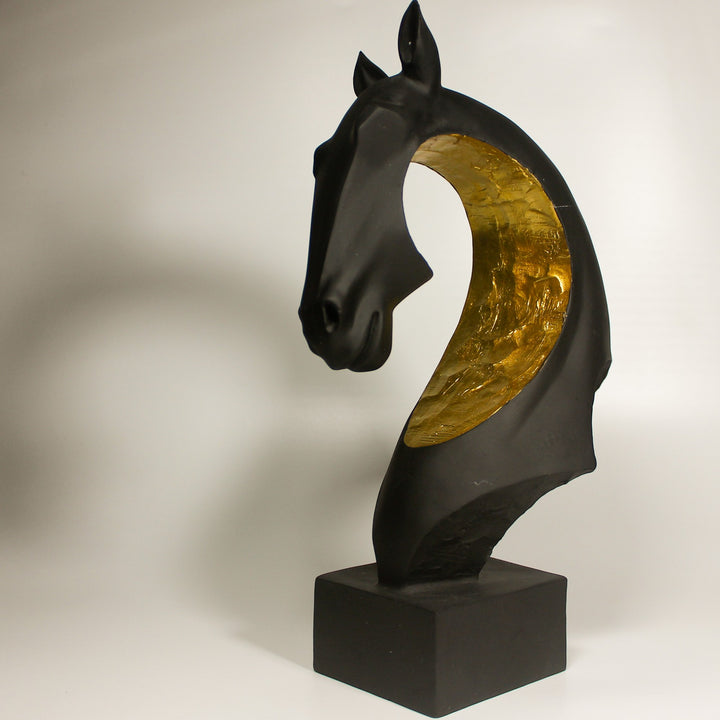 Abstract Horse Head with Gold Accent - Resin Decor