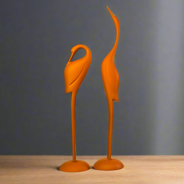 Sleek Crane Pair Decor Resin Sculpture (Set of 2)