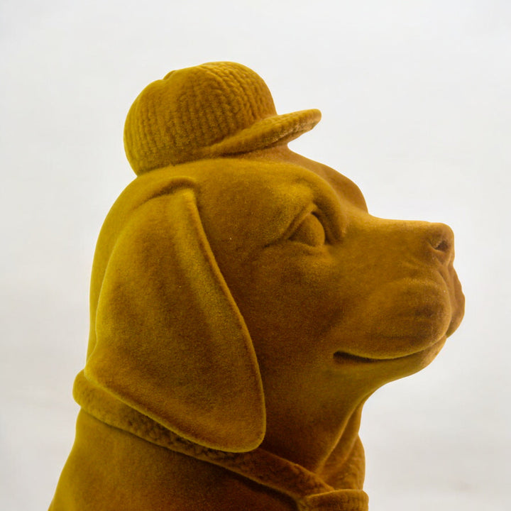 Cute Velvet Finish Pup Resin Sculpture (Brown)