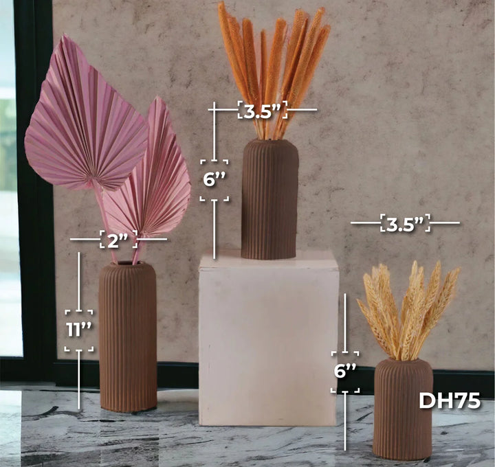 Contemporary Ribbed - Set of 3 Vases