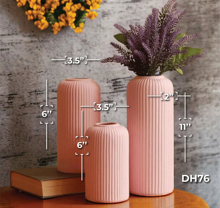 Contemporary Ribbed - Set of 3 Vases