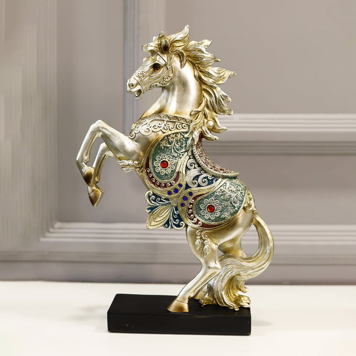 Galloping Horse Resin Sculpture with Detailed Work