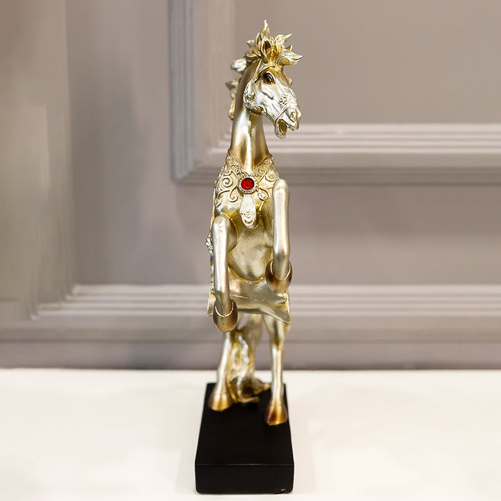 Galloping Horse Resin Sculpture with Detailed Work