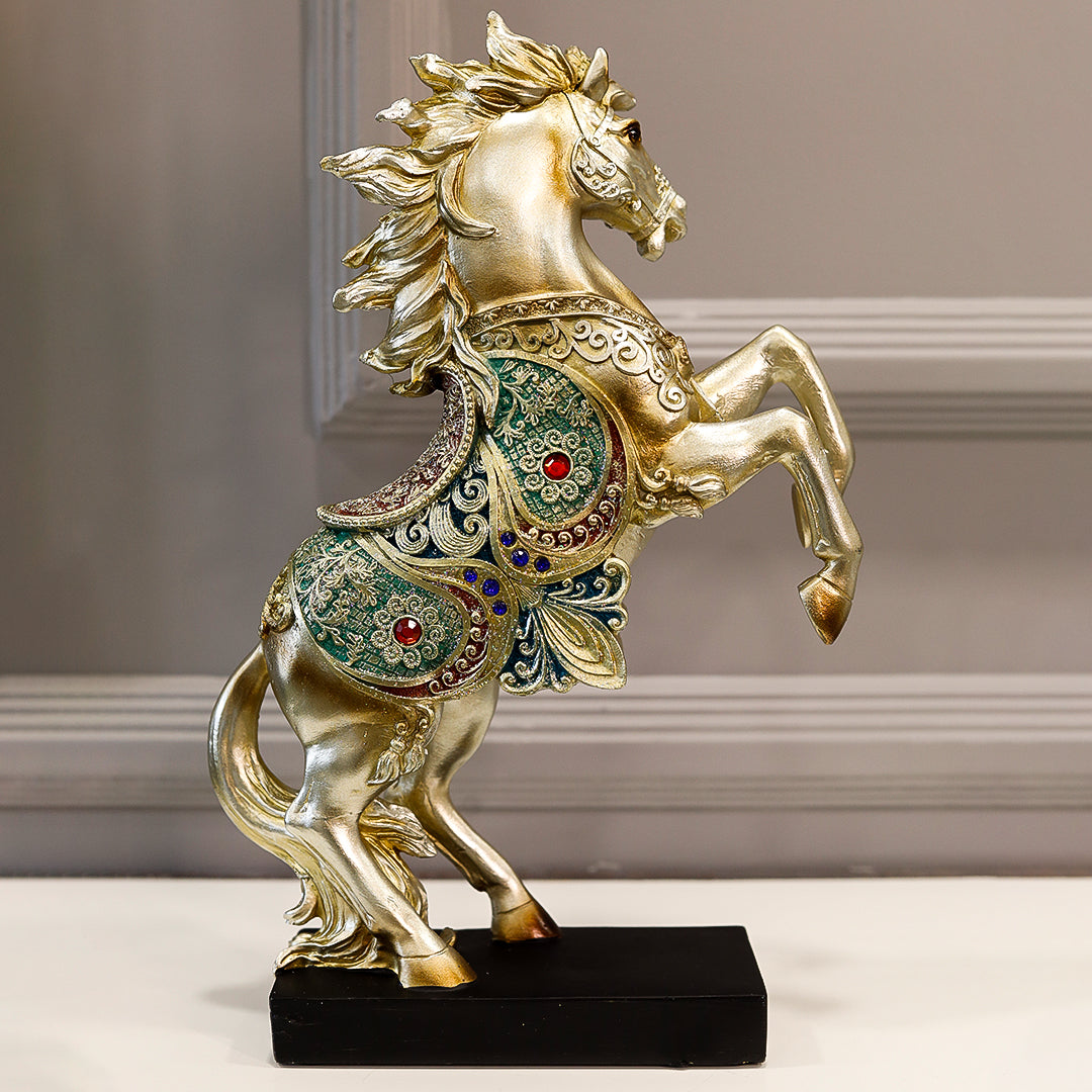 Galloping Horse Resin Sculpture with Detailed Work