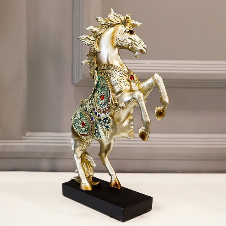 Galloping Horse Resin Sculpture with Detailed Work