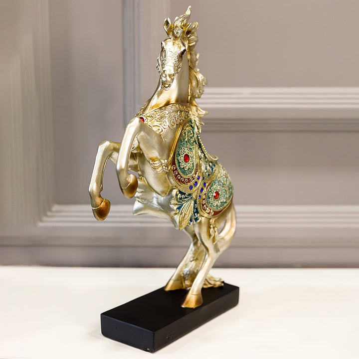 Galloping Horse Resin Sculpture with Detailed Work