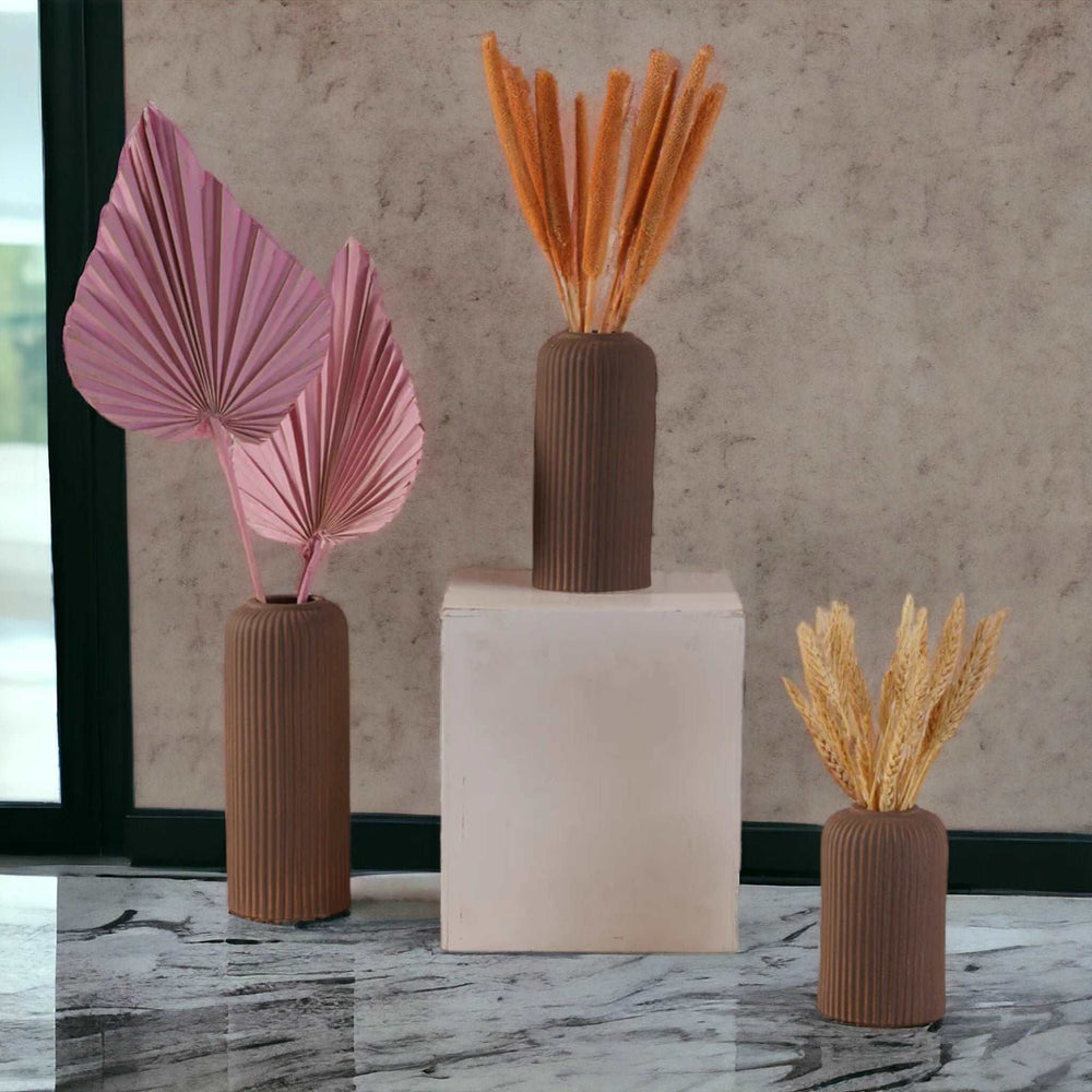 Contemporary Ribbed - Set of 3 Vases