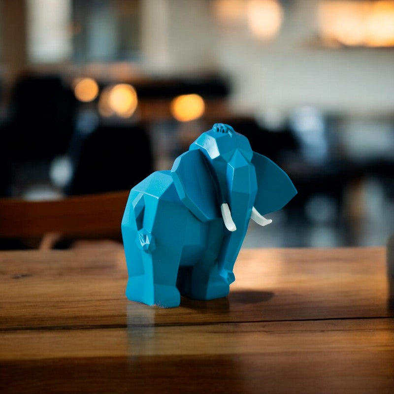 Geometric Elephant Figurine Large Teal