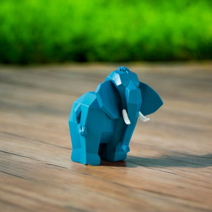 Geometric Elephant Figurine Large Teal