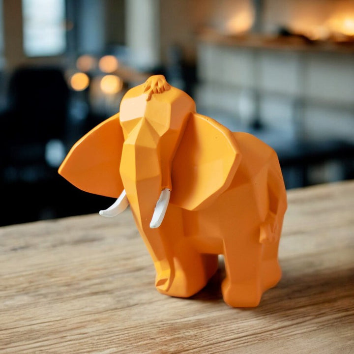 Geometric Elephant Figurine Small Orange