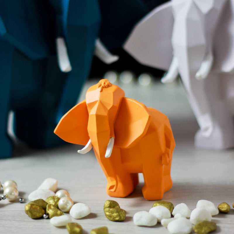 Geometric Elephant Figurine Small Orange