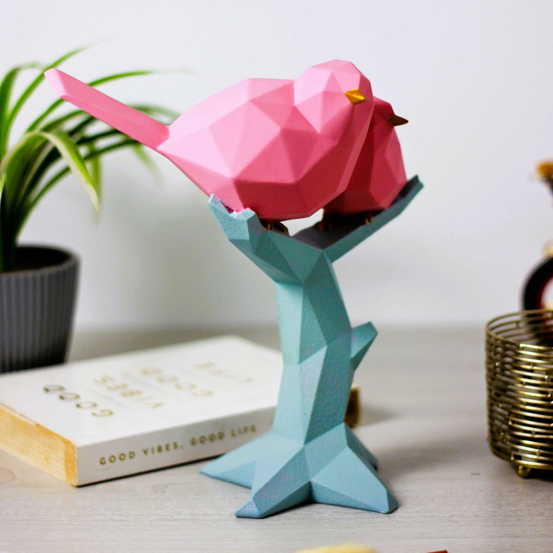 Geometric Lovebirds Resin Sculpture