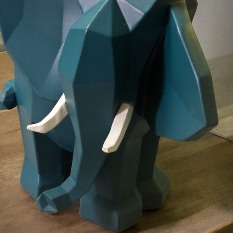 Geometric Elephant Figurine Large Teal