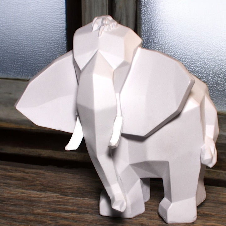 Geometric Elephant Figurine Medium White