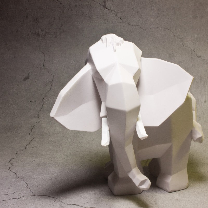 Geometric Elephant Figurine Medium White