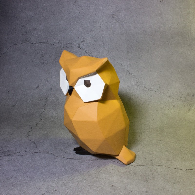 Geometric Owl Figurine - Brown