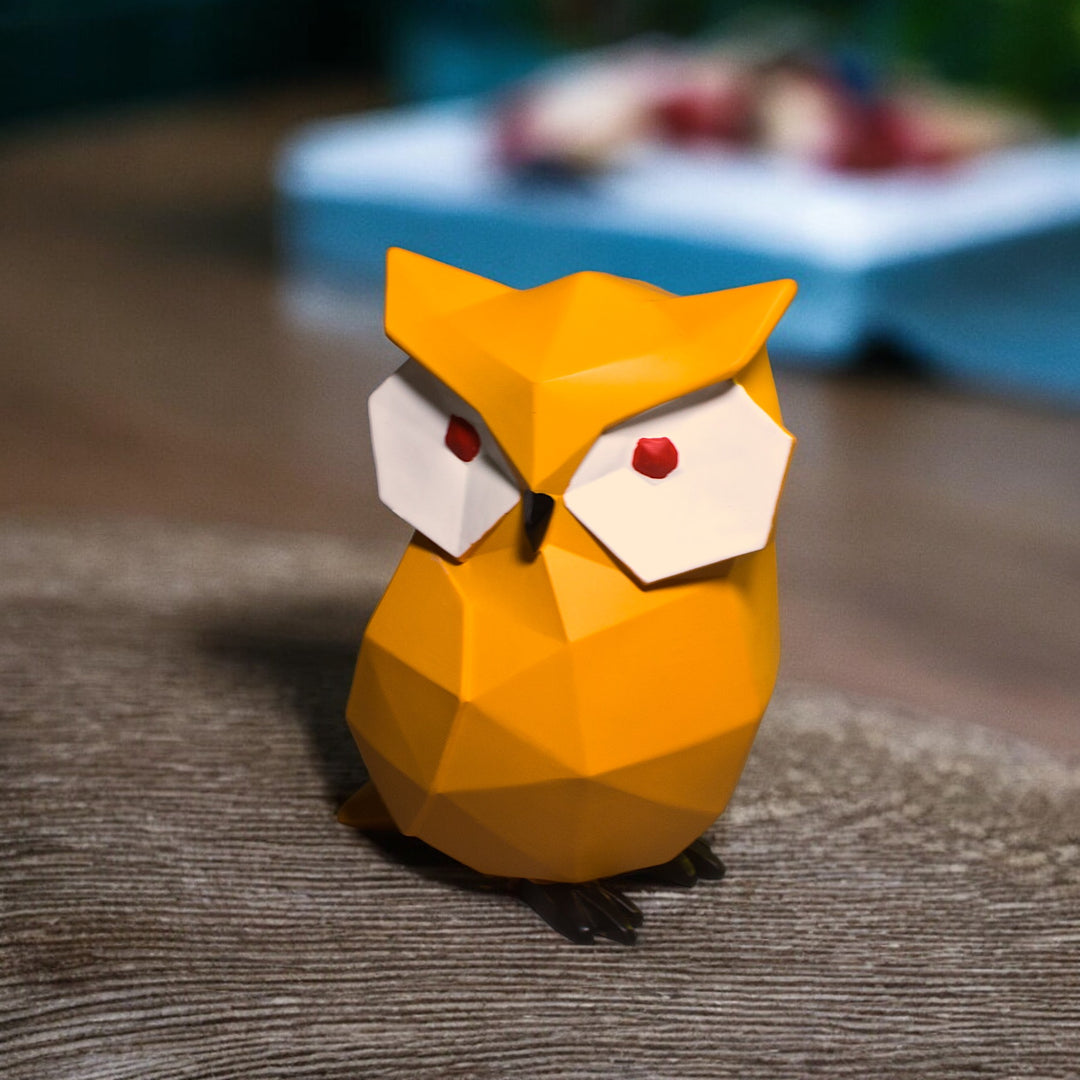 Geometric Owl Figurine - Orange