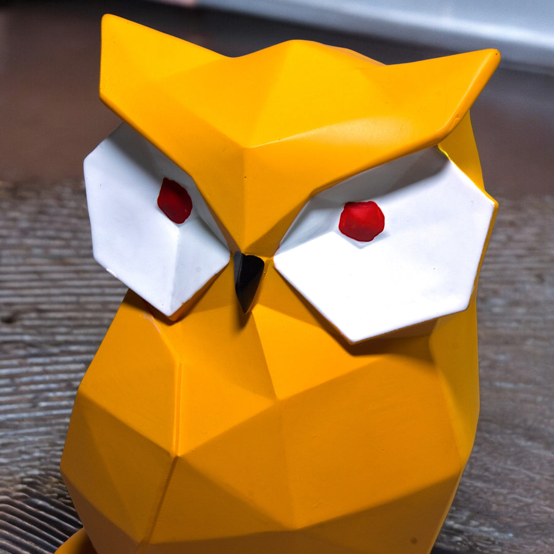 Geometric Owl Figurine - Orange