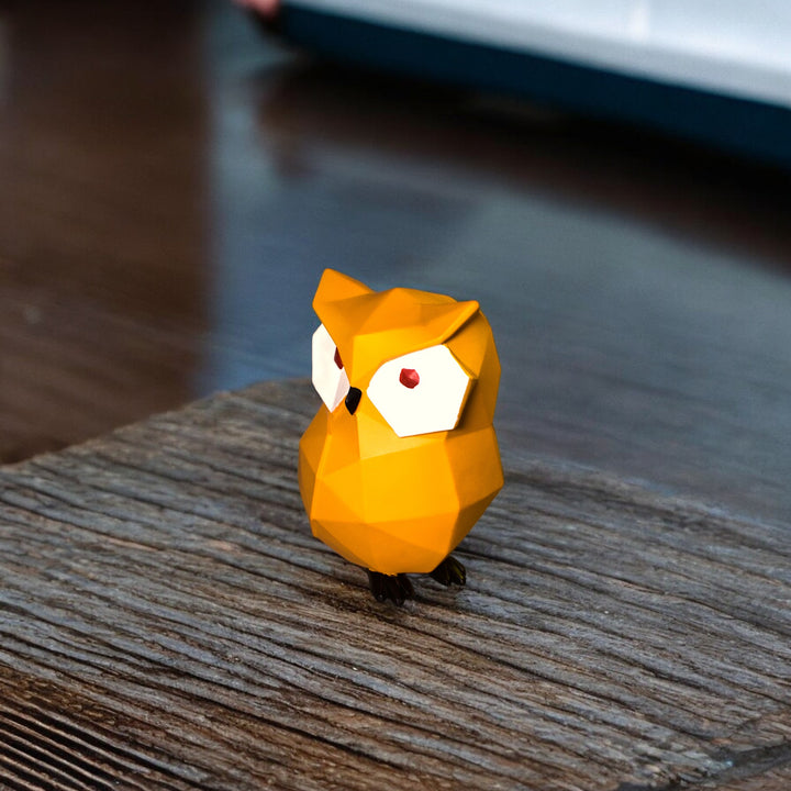 Geometric Owl Figurine - Orange