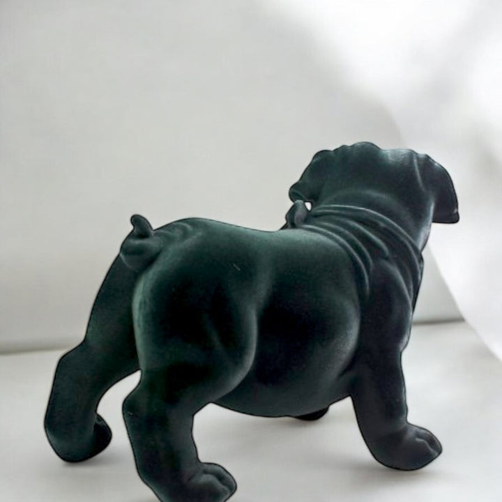 Velvet Finish Dapper Pup Resin Sculpture (Electric Grey)