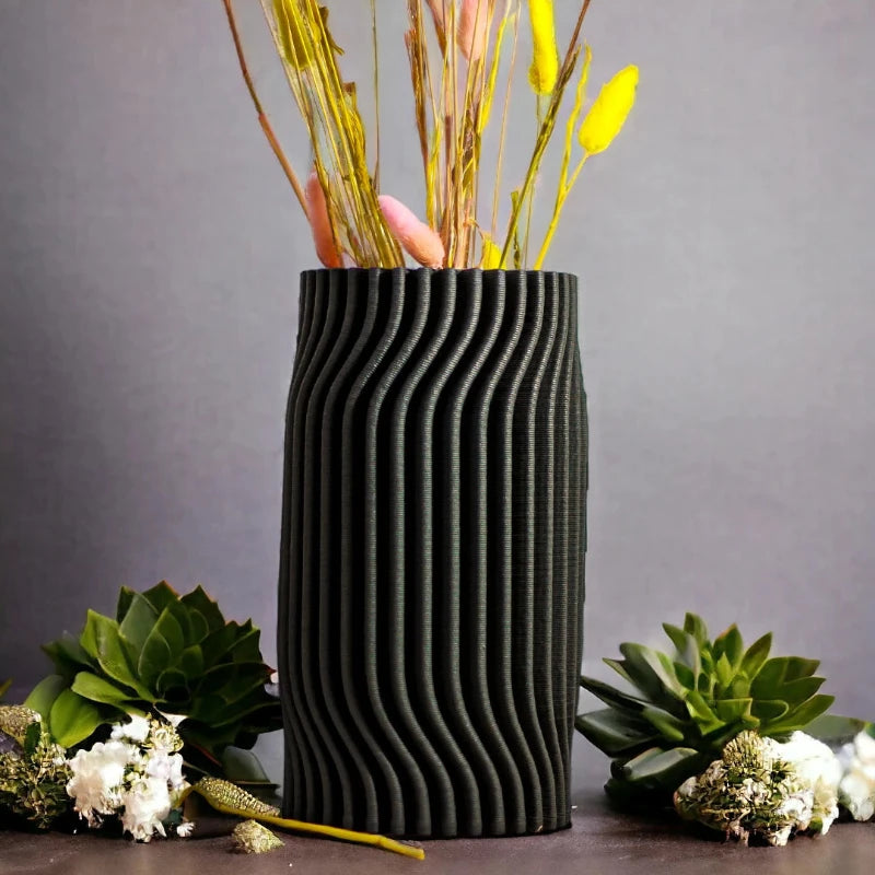 3D Printed Black Ceramic Vase