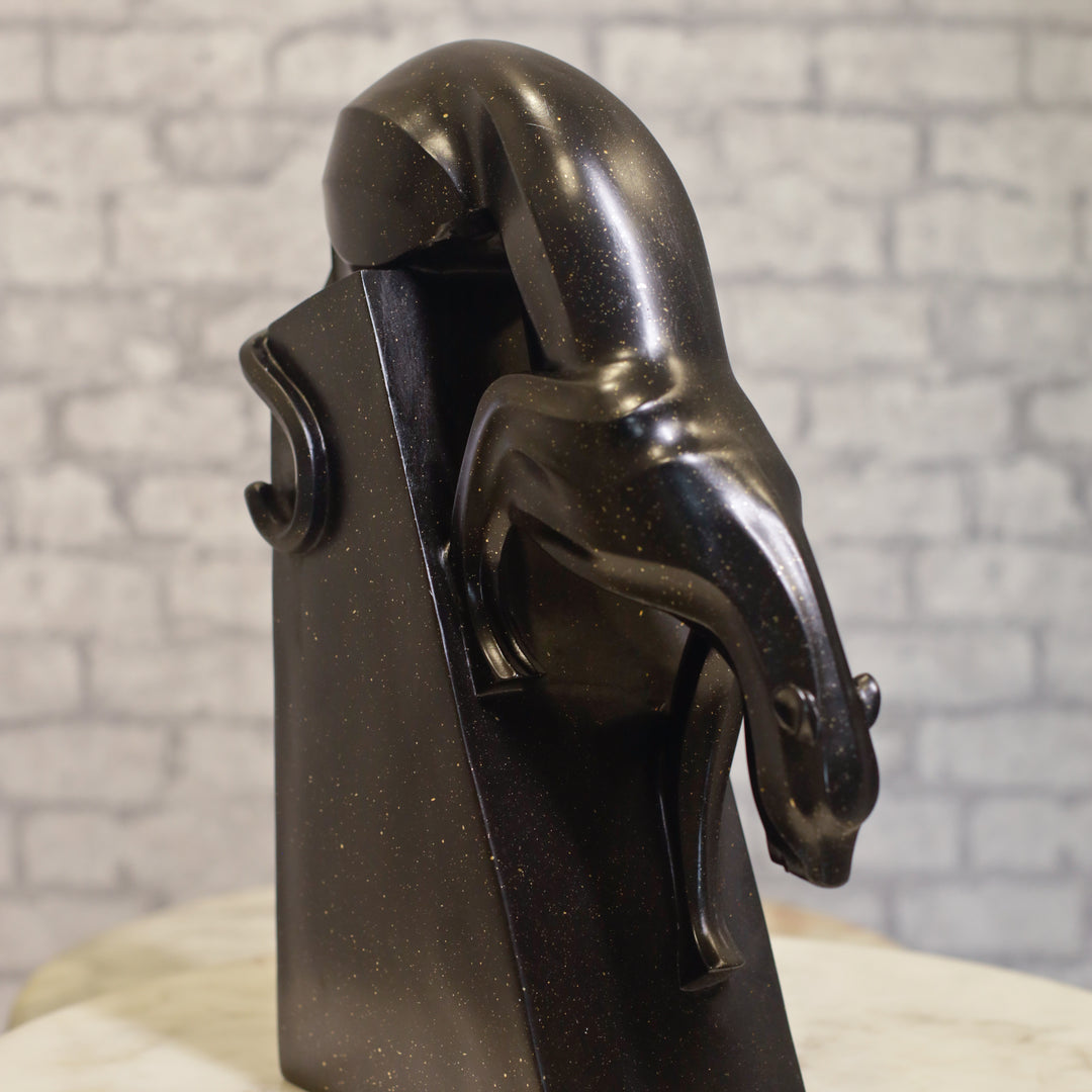 Prowling Panther Resin Sculpture in Spotted Black Texture