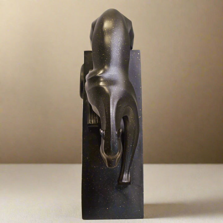 Prowling Panther Resin Sculpture in Spotted Black Texture