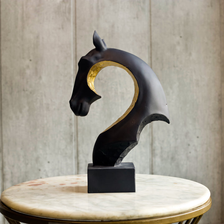 Abstract Horse Head with Gold Accent - Resin Decor