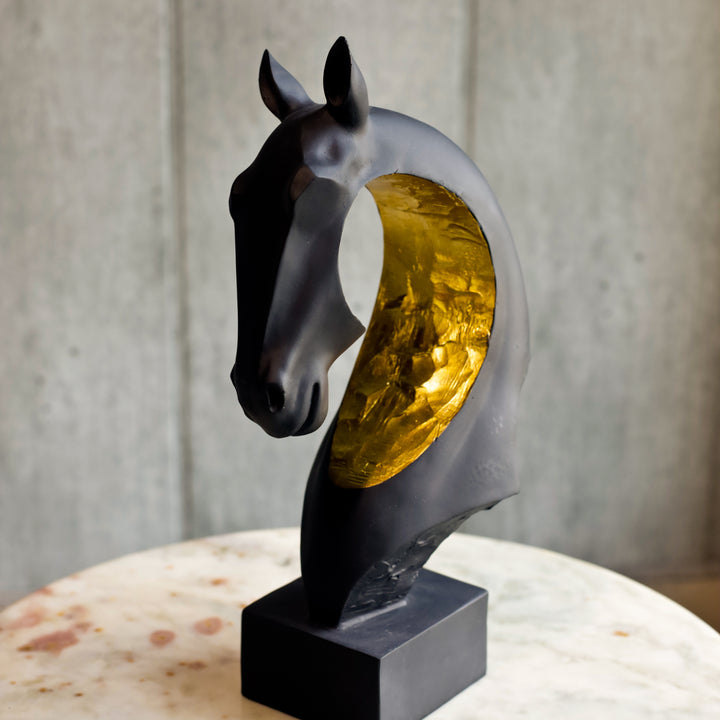 Abstract Horse Head with Gold Accent - Resin Decor