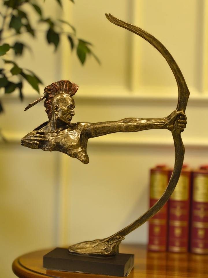 Native American with Bow - Resin Sculpture