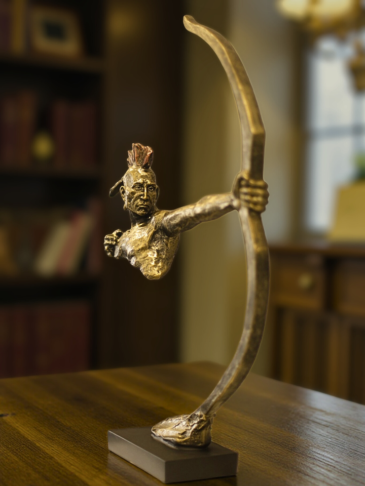 Native American with Bow - Resin Sculpture