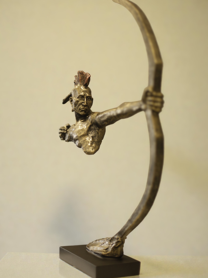 Native American with Bow - Resin Sculpture